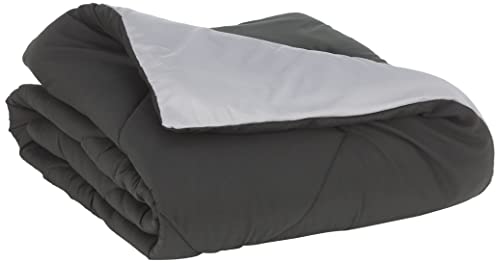 Amazon Basics Couette réversible en microfibre Doudou, gris/noir, 140 x 200 cm