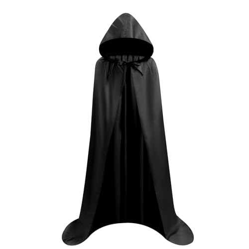 Proumhang Cape à capuchon Noire Déguisement Adulte Costume Halloween Carnaval Noël