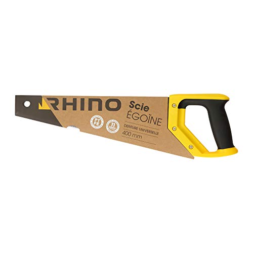 RHINO - Scie égoïne 400mm - Scie égoîne à main pour coupe bois - Revêtement PTFE anti-friction - Denture universelle trempée 11 dents/pouce - Longueur 400 mm