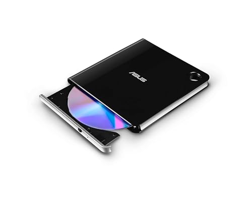 ASUS SBW-06D5H-U – Graveur Blu-Ray Portable avec Support M-Disc, USB 3.1 Gén.1 Type-C et Type-A pour Windows et Mac OS Noir, Argent