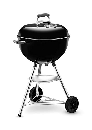 Weber Barbecue à Charbon Bar-B-Kettle, 47 cm - Grill avec Couvercle, Support Trépied et Roues - Appareil de Cuisson d'Extérieur Autoportant avec Vasque en Porcelaine Émaillée - Noir (1231004)