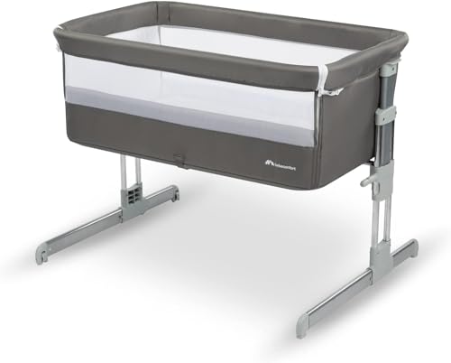 Bebeconfort Calidoo, Lit Cododo Bébé et Berceau Bébé 2-en-1, 0-6 mois (0-9 kg), Berceau Cododo Inclinable, 5 Hauteurs, Grand Matelas Rembourré, Côtés en Filet, Côté Pliable Facilement, Gray Mist