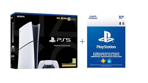 Playstation 5 Console Digital Slim + 10€ PlayStation Store Carte Cadeau