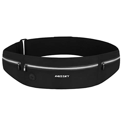 HAISSKY Ceinture de Course, Ceinture Sport Sacs Bananes de Sport Réglable Etanche Running Belt pour Homme Femme Support de téléphone, Convient pour Gym, Jogging, Escalade, Fitness, Randonnée