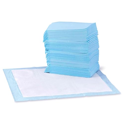 Amazon Basics Lot de 100 protections pour déjections canines, anti-fuite, 5 couches, surface à séchage rapide, taille classique, pour chiens et chiots, Bleu