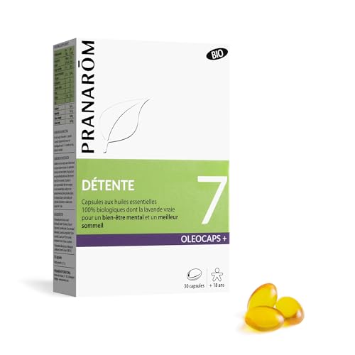 PRANARÔM - Oléocaps 7 - Détente - Aux Huiles Essentielles Ciblées - Mandarine, Lavande Vraie & Carvi - 100% Naturelle Et Bio - HECT - 30 Capsules Prédosées