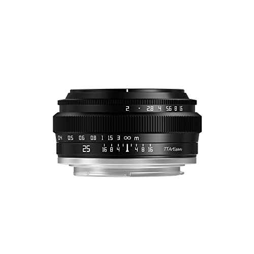 TTArtisan 25mm F2.0 APS-C Objectif Manuel Objectif Portable et économique Objectif Portrait Humanité Rue Nature Morte pour Monture Fuji X