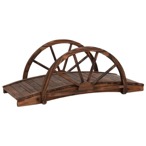 vidaXL Pont de Jardin avec Demi-Roue 99x50x38 cm Bois de Sapin Massif