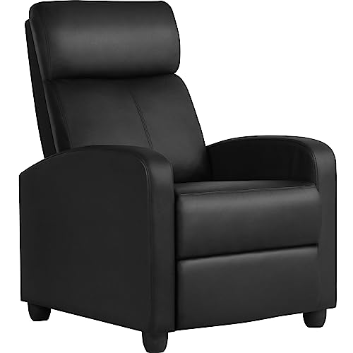 Yaheetech Fauteuil de Relaxation Chaise de Détente Siège de Canapé Fauteuil Relax/Chambre à Coucher/Home Noir/Similicuir pour Salon