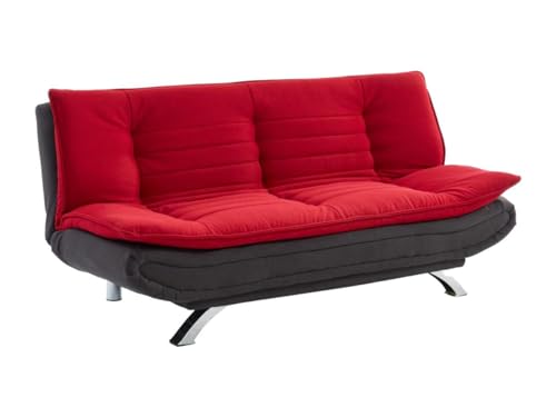 Vente-unique - Canapé Convertible clic-clac en Tissu DEMIDO III - Bicolore Rouge et Anthracite