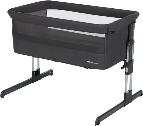 Bebeconfort Calidoo, Lit Cododo Bébé et Berceau Bébé 2-en-1, 0-6 mois (0-9 kg), Berceau Cododo Inclinable, 5 Hauteurs, Grand Matelas Rembourré, Côtés en Filet, Côté Pliable Facilement, Tinted Graphite