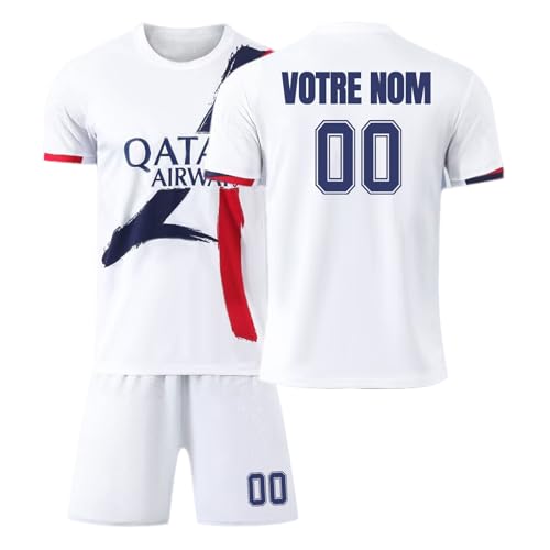 Maillot de Foot Enfant, 24/25 Páris Maillots Domicile/Extérieur, Ensemble Foot Enfant Personnalisé avec Votre Nom Numéro, Ensemble Maillot de Football Short pour Garçons Hommes #2