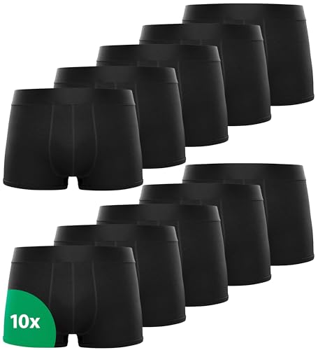 Kemes Lot de 10 boxers en coton pour homme - Noir - Respirant - Sous-vêtements pour homme, Noir , XL