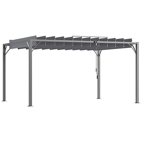 Outsunny Pergola 4 x 3 m bioclimatique pergola avec Lames orientables Style Contemporain UV 50+ Structure Aluminium - Gris