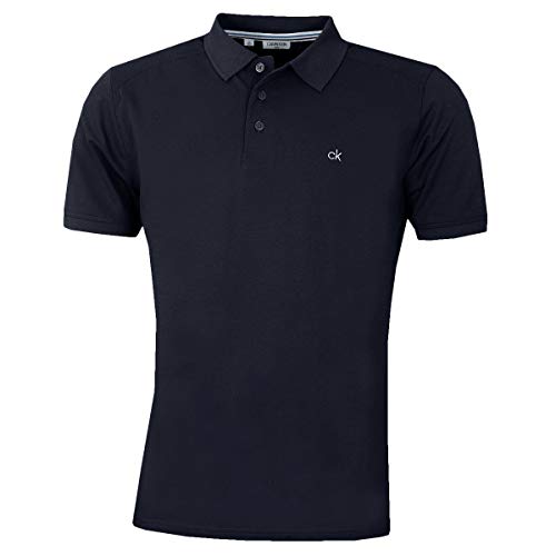 Calvin Klein Hommes Campus 3 Bouton léger côtelée col Polo - Marine - L