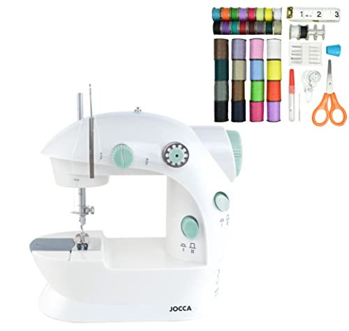 Jocca - Machine à coudre portable avec 48 accessoires Kit de couture | Petite machine à coudre | Facile à utiliser | Double point | Pieds antidérapants | Point de renfort…