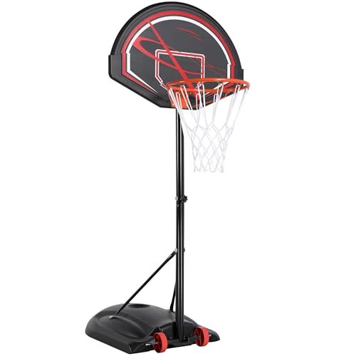 Yaheetech Panier de Basket Hauteur Réglable 170 cm à 230 cm Portable pour Extérieur avec Panneau Panier de Basket sur Pied Noir