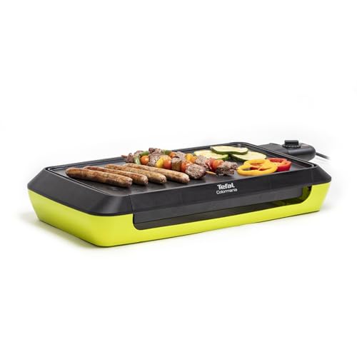 Tefal Colormania Plancha électrique, 2000 W, Revêtement antiadhésif, Jusqu'à 8 personnes, Compatible lave-vaisselle CB660301, Noir