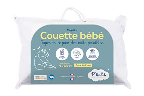 P'tit lit - Couette Bébé | Enfant - 75x120 cm - Anti Acariens - Idéal pour lit 60x120 cm - 100% Microfibre - Oeko Tex® - Conception Française