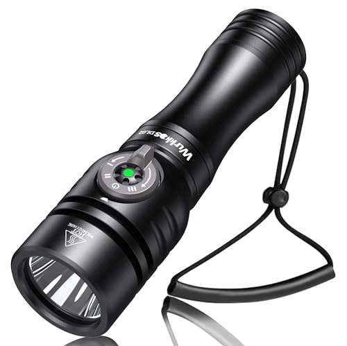 Wurkkos DL02 Lampe de Plongée, 3000 Lumen LED Lampe de poche Sous-marine Rechargeable, IPX8 étanche Lampe de plongée avec indicateur de puissance, pour grotte sous-marine de nuit