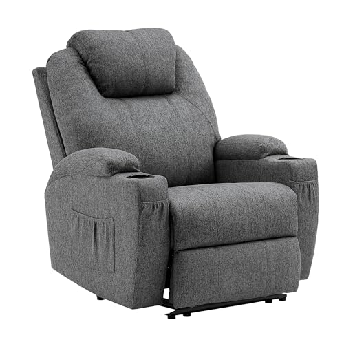 M MCombo Fauteuil Relax électrique Fauteuil de Massage Fauteuil TV Fonction inclinable Vibration Chauffage 7061 Nouveau modèle(Tissu Gris)