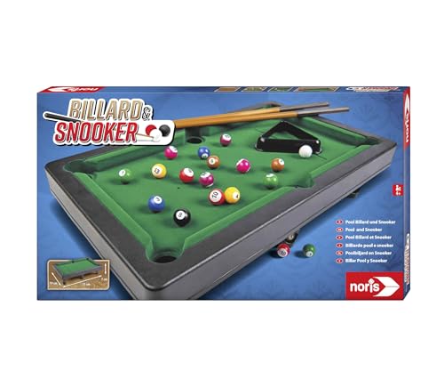 Noris 606167704 Piscine Billard & Snooker avec 2 queues, 16 Billards et 17 Boules de Snooker et Triangle pour Enfants à partir de 4 Ans, Large, Vert