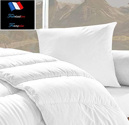 Couette blanche 450GR/M² "FABRICATION FRANCAISE" (1 place) 140 x 200 + Oreiller 60 x 60 cm