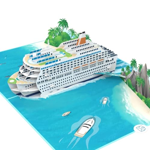 MOKIO® Carte Pop-Up Voyage – Bateau de Croisière – Chèque cadeau 3D pour une croisière, vacances en croisière, Carte cadeau voyage