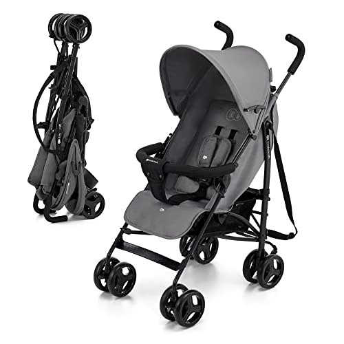 Kinderkraft TIK Poussette Légère, Ne Pèse Que 6,5 kg, Poussette De Voyage, Facile À Pince, Dossier Réglable En Position Allongée, De La 6 Mois, poids maximum jusqu'à 17kg, Gris