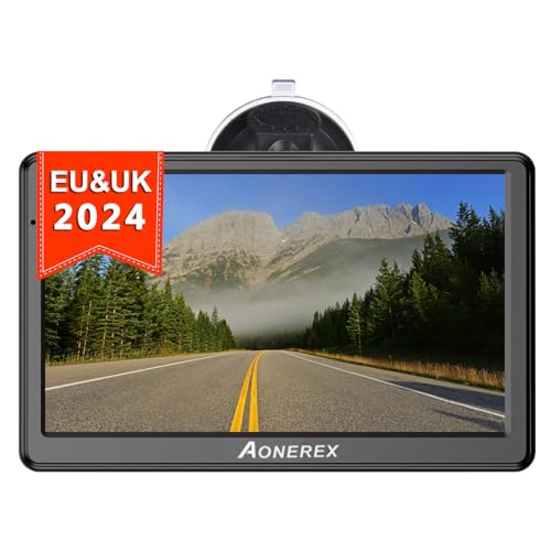 Aonerex GPS Voiture, GPS Poids Lourds 7 Pouces Écran Tactile GPS Navigation 16GB 2024 Cartographie Europe 52 Pays Mise à Jour Gratuite à Vie Système en Français avec Guidage Vocale sans Abonnement