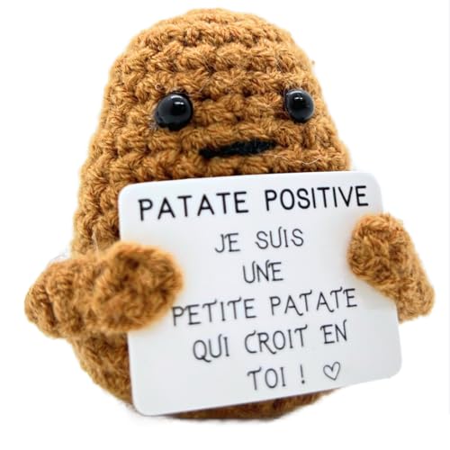 Cadeau Original & Amusant | Patate Positive en français | Idée drôle | Anniversaires Homme Femme Couple Ado | Objet Collègue Bureau | Peluche Insolite | Gadget Utile Rigolo| Poupée Humour & Motivation