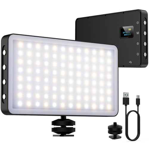 Panneau LED sur Caméra, NinkBox Lumière Vidéo 140 LEDs 2500K-9000K, Luminosité Dimmable, CRI 95+, Eclairage Photo Lampe Portable pour Caméscopes DSLR, Photographie, Batterie Intégérée