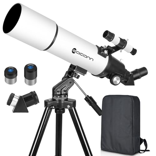 Télescope astronomique pour Adultes, télescope réfractif de 600mm d'ouverture de 80mm pour Enfants et débutants, Jumelles pour Adultes, télescope de Voyage Portable Compact avec Sac à Dos