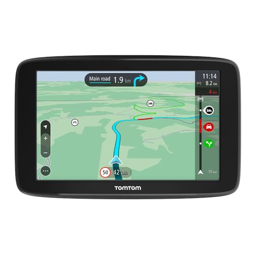 TomTom GPS Voiture GO Classic, 6 Pouces, Info Trafic, Essai des Alertes de Zones de Danger, Cartes EU, Mise à Jour Via WiFi, Fixation Reversible Intégrée