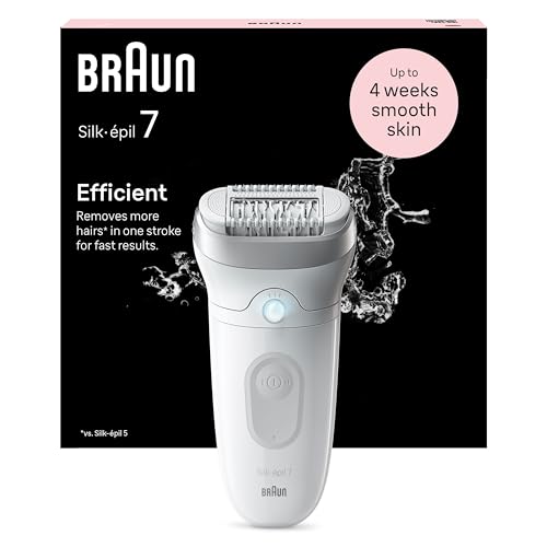 Braun Silk-épil 7, Épilateur Avec Tête Large Pour Épilation Facile, Étanche, Peau Douce Longue Durée, 7-011, Blanc/Argent