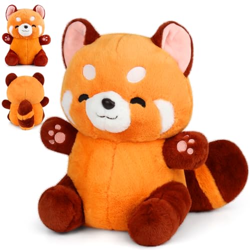 Mineup Panda Roux en Peluche, 23 Cm Red Panda Plush Kawaii, Peluche Panda Roux, Animal en Peluche Panda, Poupée Panda Plushie Toy Coussin Cadeau, Peluches Pandas pour Fille Garçon Bébé