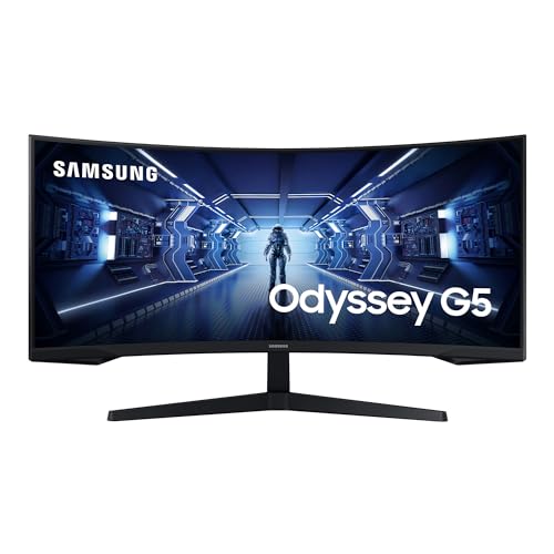 Samsung Ecran PC Odyssey G55T 34'' 165Hz, 1ms, Dalle VA 1000R, UWQHD 3440x1440, 2500:, 250cd/m2, AMD FreeSync Premium, Pied Ajustable,HDMI, DisplayPort