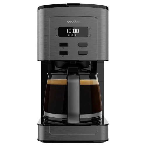 Cecotec Cafetière à Filtre Coffee 56 Time, 800W de Puissance, Programmez votre café, Inox, Écran LCD, Bec Anti-goutte, Capacité 1,3L pour 12 Tasses, Arrêt Automatique, Réservoir avec fenêtre