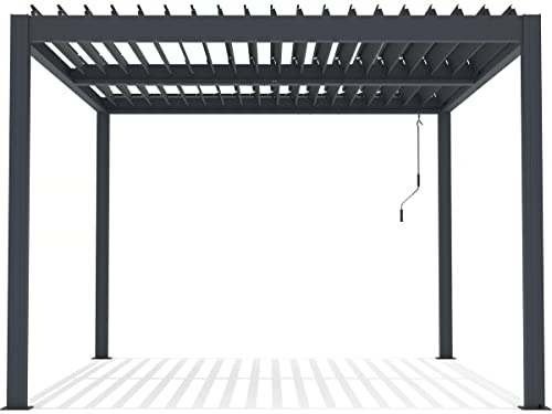 Habitat et Jardin Pergola bioclimatique avec LED Windsor en Aluminium 3 x 4 - Gris