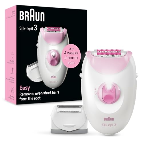 Braun Silk-épil 3 Épilateur Filaire Femme pour Épilation Rasoir et Tête de Tondeuse 3-031 Rose