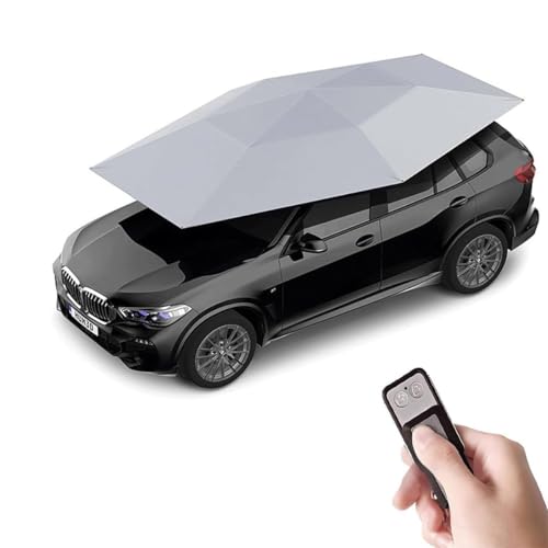 Abri d'auto mobile de tente de voiture universelle, couverture automatique extérieure automatique imperméable de pare-soleil de voiture tente de parapluie protection anti-UV,Silvergray-4.5x2.3m