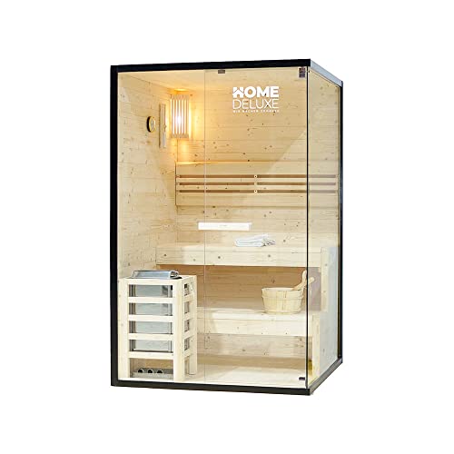 Home Deluxe Sauna intérieur 'SHADOW M' -Taille: 120 x 120 x 190 cm - Nombre de personnes: 2- poêle de sauna inclus I Sauna à Vapeur et Cabine, Cabine de Sauna, Sauna à vapeur