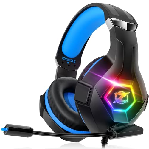 Ozeino Casque Gaming pour PS5 PS4 Xbox One PC Switch, Casque Gamer PS5 avec Micro, Stéréo Sound et RGB Light