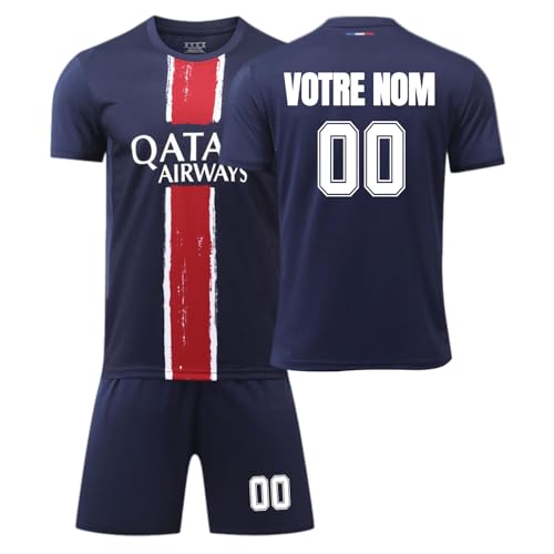 Maillot de Foot Enfant, 24/25 Páris Maillots Domicile/Extérieur, Ensemble Foot Enfant Personnalisé avec Votre Nom Numéro, Ensemble Maillot de Football Short pour Garçons Hommes #1