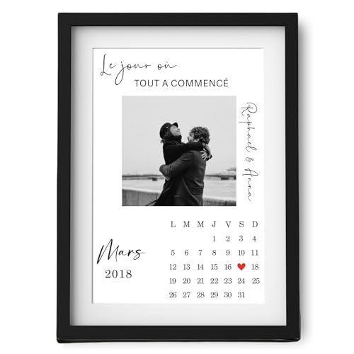 Affiche Couple Personnalisée Date De Rencontre Couple Amoureux (Sans cadre) - Anniversaire Idée Cadeau Personnalisé Couple Saint Valentin Noel