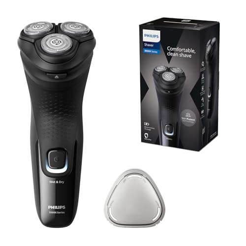 Philips Electric Shaver Series 3000x - Rasoir électrique Wet & Dry, Couleur Noir Profond, avec Technologie SkinProtect, Tondeuse rétractable, Rasoir ergonomique pour hommes - inclus Rasoir nasal