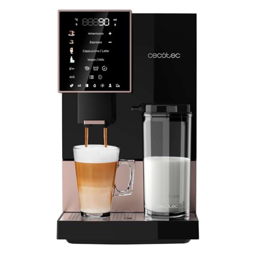 Cecotec Machine à Café Superautomatique Cremmaet Compactccino Black Rose, 19 bars, Réservoir à lait, Système Thermoblock, 5 niveaux de mouture, Réservoir à café 150g