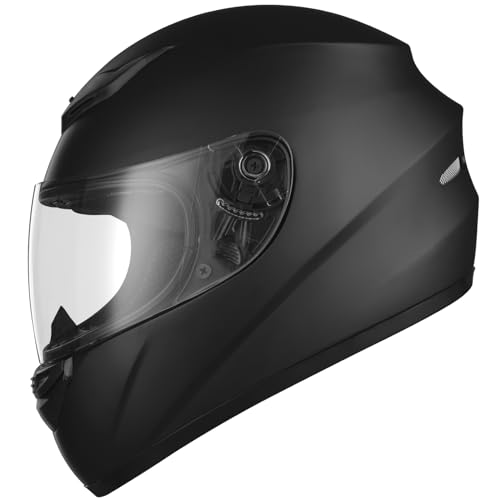 Favoto Casque de Moto Intégral, Casque de Scooter Respirant pour Femme Homme Adultes, Protection de Sécurité, Certifié ECE, 59-60cm Noir