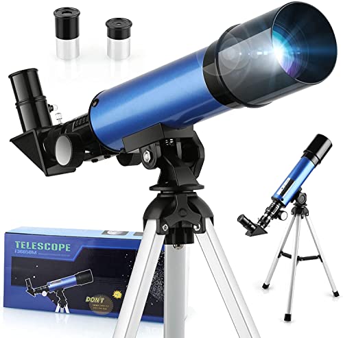 Télescope pour Enfants 50/360 mm avec 2 Oculaires et Trépied Léger, Télescope Réfracteur d'Entrée de Gamme pour Enfants et Débutants, Cadeau de Noël et d'anniversaire