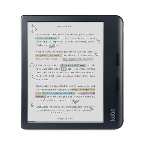 Kobo Libra Colour Black | Liseuse eBook Couleur | Écran Couleur E Ink Kaleido™ 3 sans Reflets de 7" | Option Mode Sombre | Étanche | Livres Audio | 32 Go de Stockage | Noir